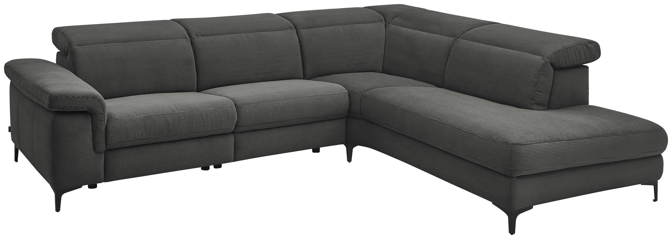 ECKSOFA Anthrazit Cord - Anthrazit/Schwarz, Design, Textil/Metall (297/240cm) - Musterring