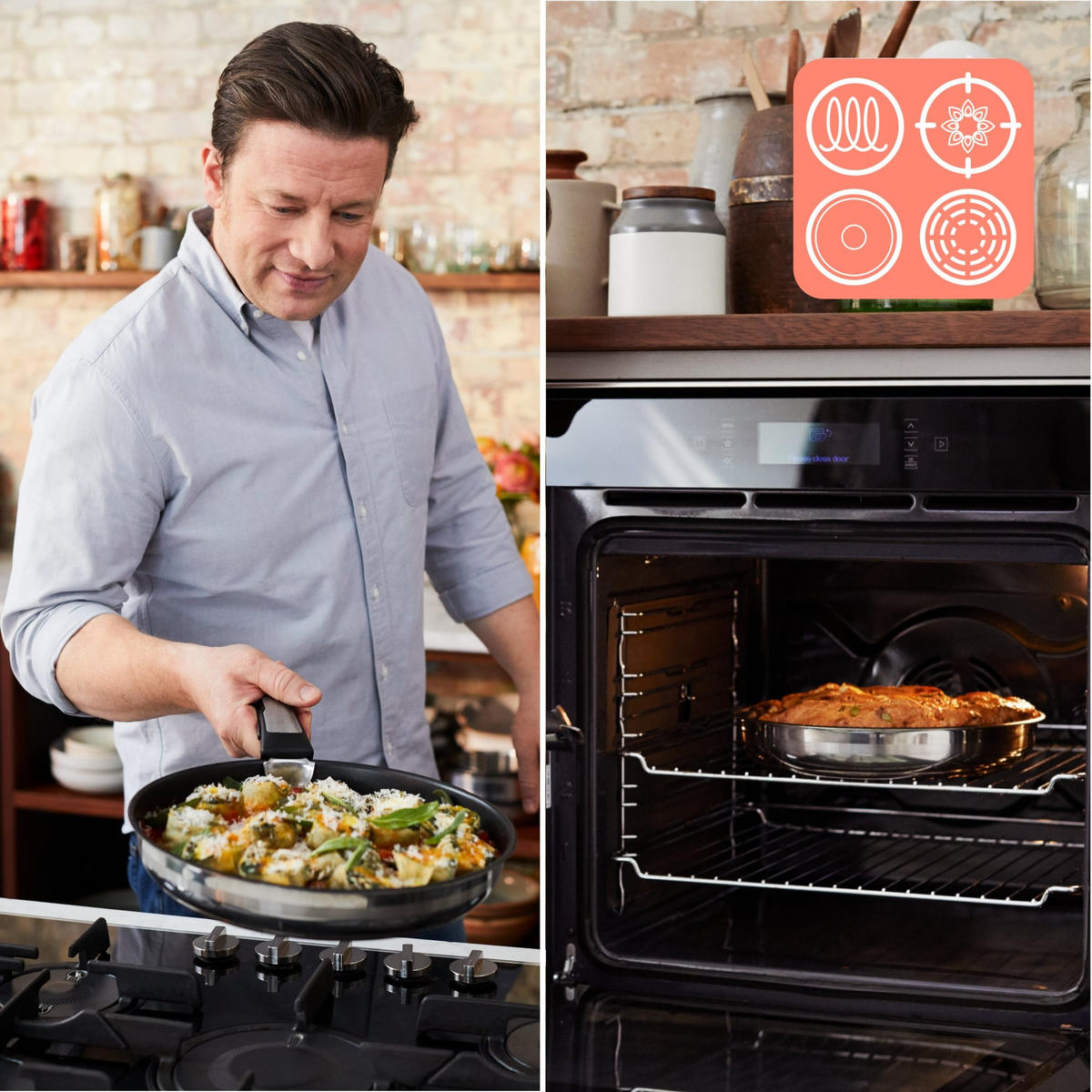PFANNENSET Jamie Oliver INGENIO G6 2-teilig  - Edelstahlfarben/Schwarz, Basics, Metall (33/33/12cm) - Tefal