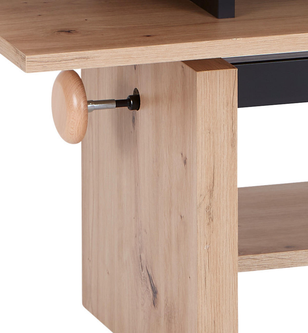 COUCHTISCH 55/110/52-68 cm rechteckig Schwarz, Eichefarben  - Eichefarben/Schwarz, Design, Holzwerkstoff (55/110/52-68cm) - MID.YOU