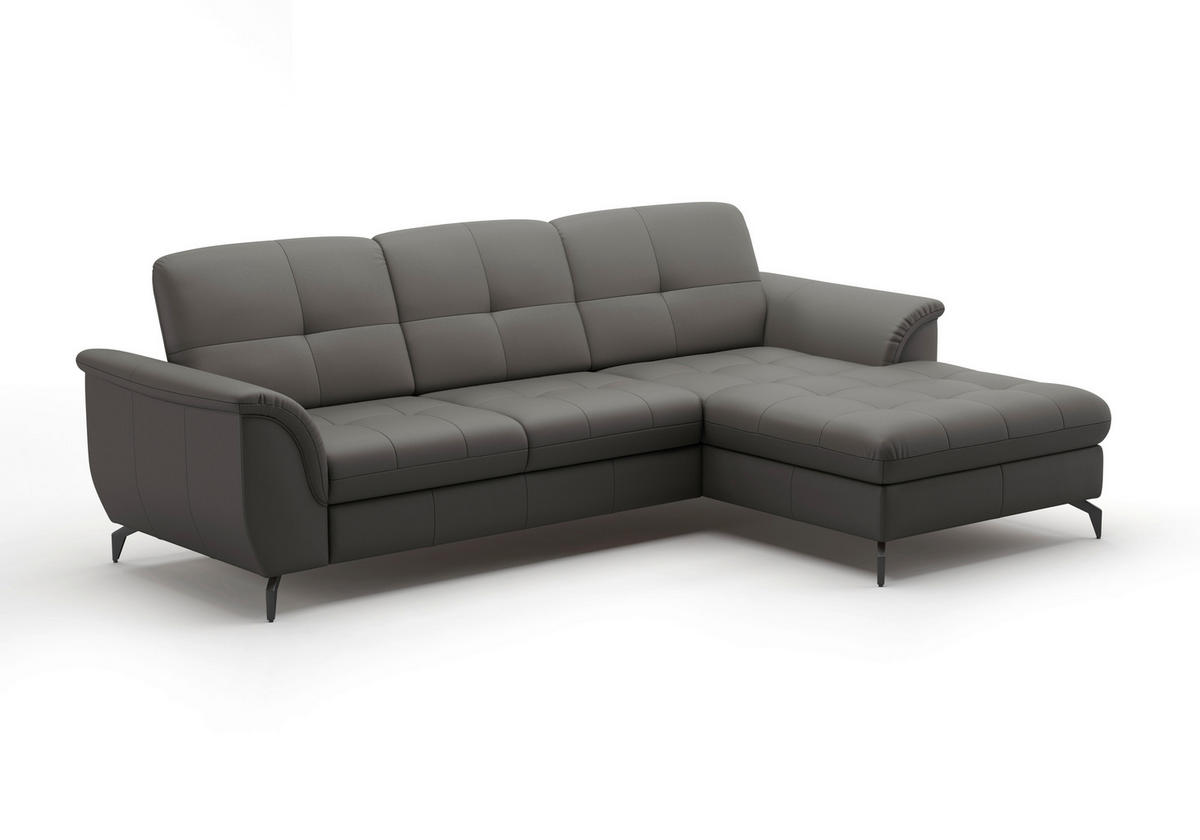 ECKSOFA in Vliesstoff Kombination Echtleder/Stoff Anthrazit  262/164 cm  - Anthrazit/Schwarz, MODERN, Leder/Textil (262/164cm) - Sit & More