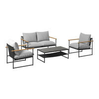 GARTENSET Webstoff Eisen  - Hellgrau/Schwarz, Design, Glas/Textil - Ambia Garden