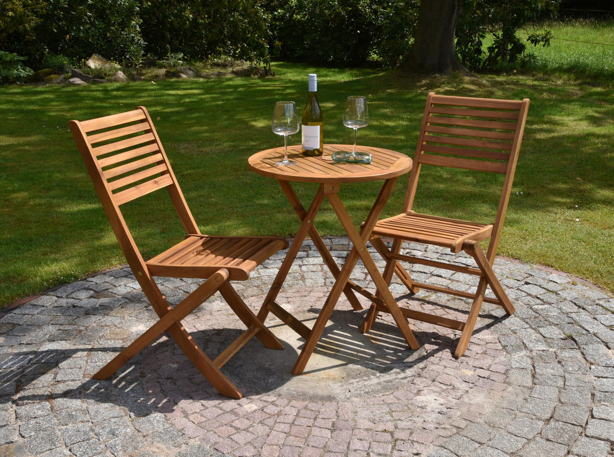 BALKONSET  3-teilig  - Braun, Basics, Holz - Gardenson