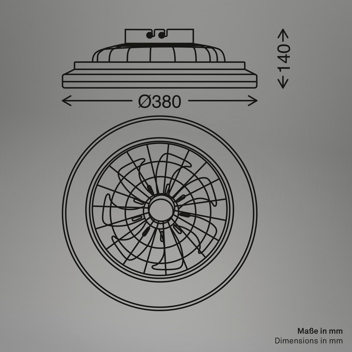DECKENVENTILATOR 38/14 cm   - Schwarz/Weiß, Design, Kunststoff (38/14cm)