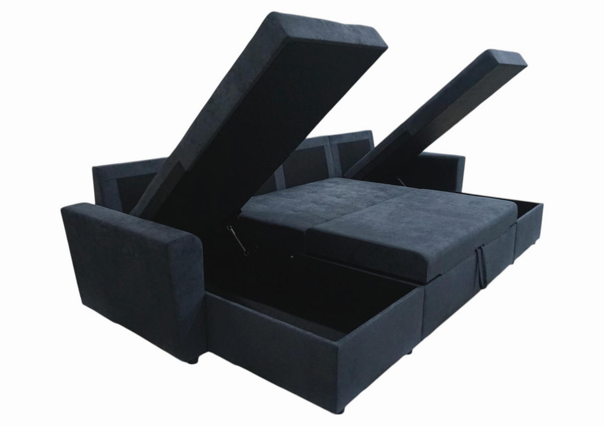 WOHNLANDSCHAFT TERMOLI in Jacquard Anthrazit  - Anthrazit/Schwarz, Design, Kunststoff/Textil (155/296/155cm) - MID.YOU