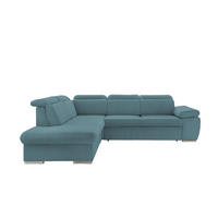 ECKSOFA Cord Petrol  - Chromfarben/Petrol, Design, Textil/Metall (228/283cm) - Livetastic