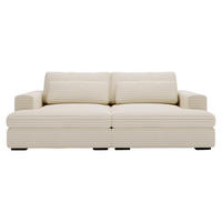 BIGSOFA Cord Naturfarben  - Schwarz/Naturfarben, Design, Textil (218/80/158cm) - Lomoco