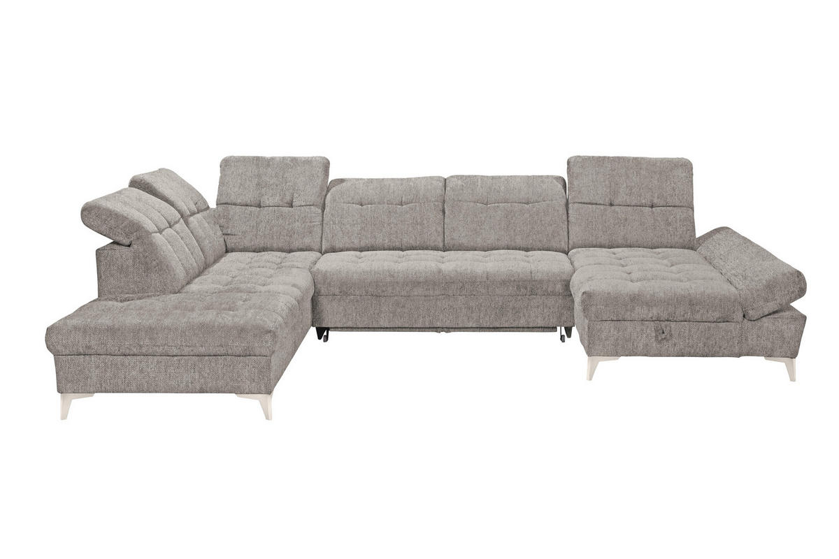 WOHNLANDSCHAFT Mikrovelours Taupe  - Taupe/Kaschmir, Modern, Kunststoff/Textil (245/348/168cm) - MID.YOU