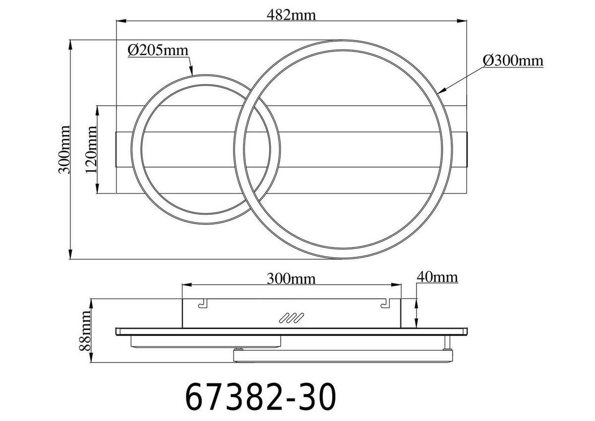 LED-DECKENLEUCHTE 48,2/30/8,8 cm   - Silberfarben/Schwarzchrom, Design, Kunststoff/Metall (48,2/30/8,8cm) - Globo