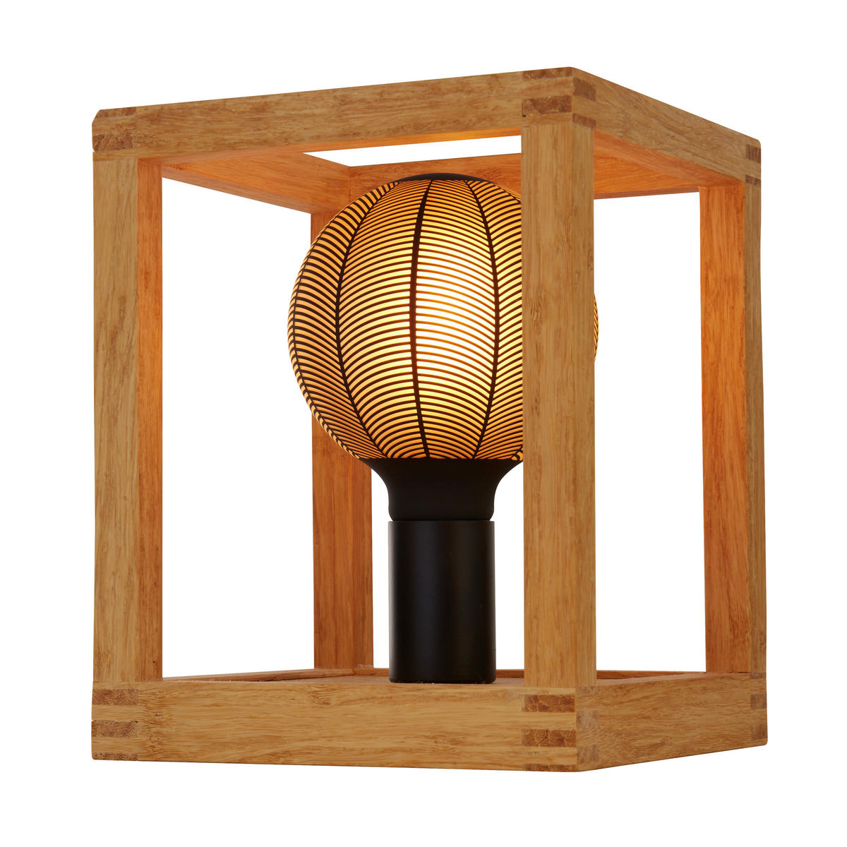 TISCHLEUCHTE Square 20/25/20 cm   - Schwarz/Naturfarben, LIFESTYLE, Holz/Kunststoff (20/25/20cm) - Searchlight