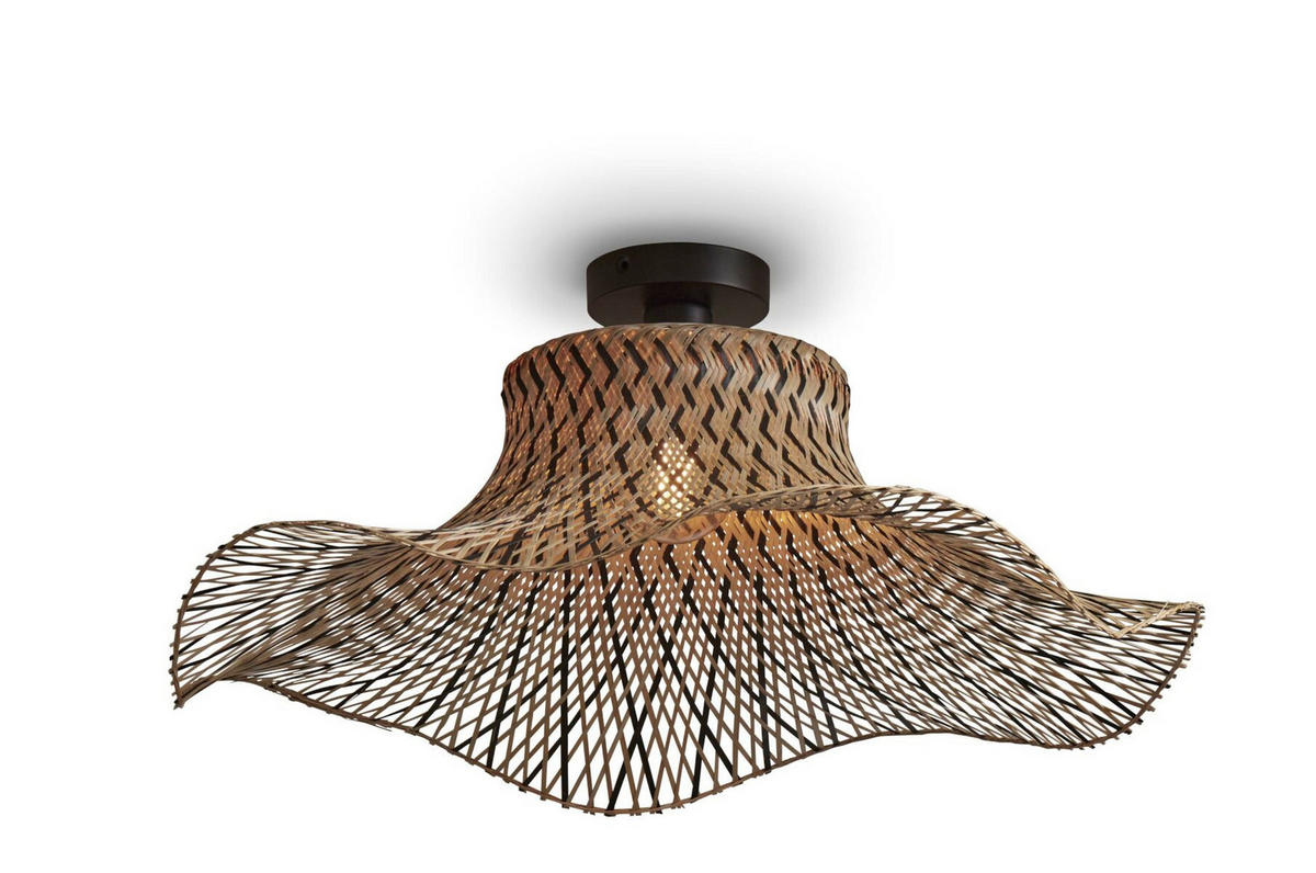 DECKENLEUCHTE    65/65/20 cm  - Schwarz/Naturfarben, Trend (65/65/20cm) - Good & Mojo