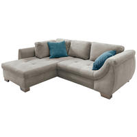 ECKSOFA Cord Silberfarben  - Silberfarben/Petrol, Design, Holz/Textil (190/250cm) - MID.YOU