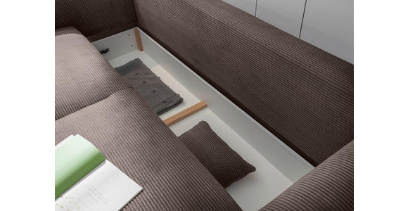 SCHLAFSOFA mit Stoffauswahl, Liegefunktion, Rücken echt Cord Braun - Schwarz/Braun, KONVENTIONELL, Kunststoff/Textil (250/95/125cm) - Hom`in