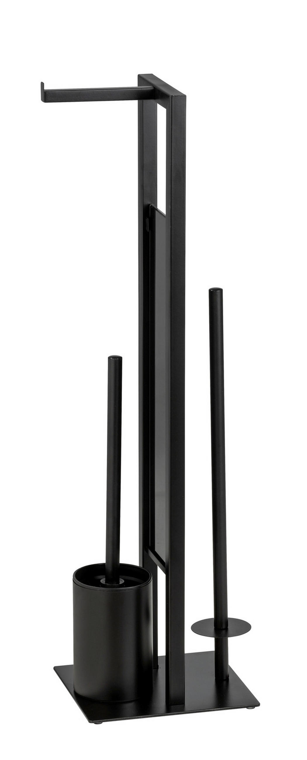 Set Pentru Wc metal, sticlă  - negru, Basics, plastic/sticlă (18/70/23cm) - Wenko