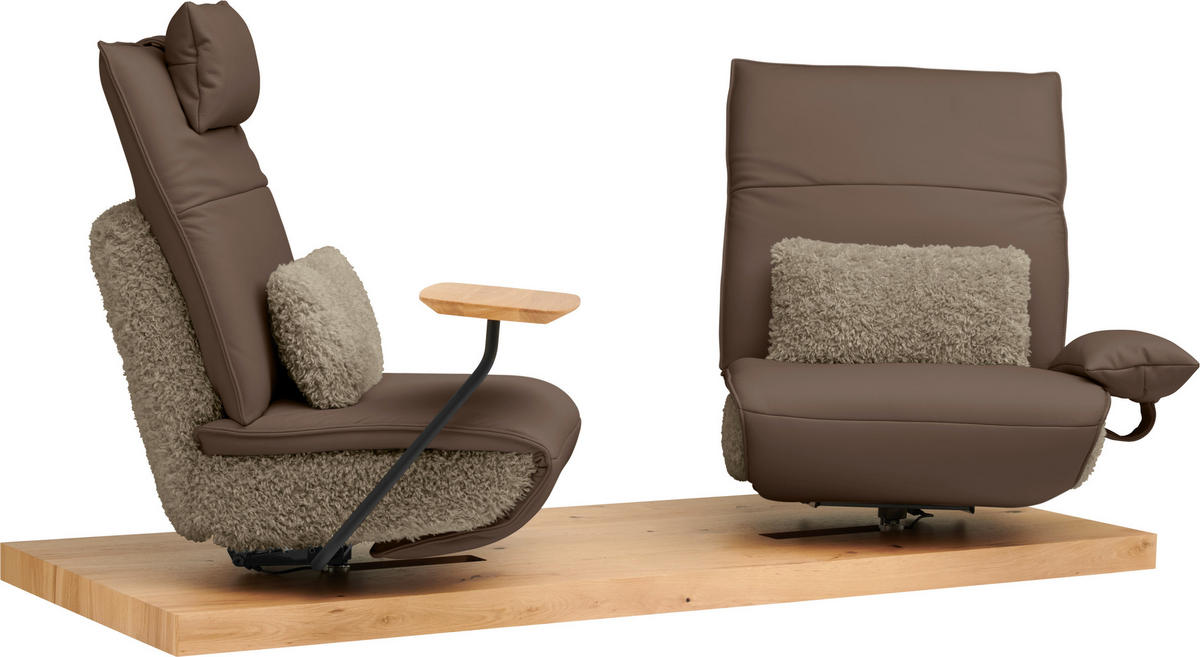 2-SITZER-SOFA Hochflor Echtleder Hellbraun, Fango  - Hellbraun/Fango, Design, Leder/Holz (240/65/104cm) - Koinor