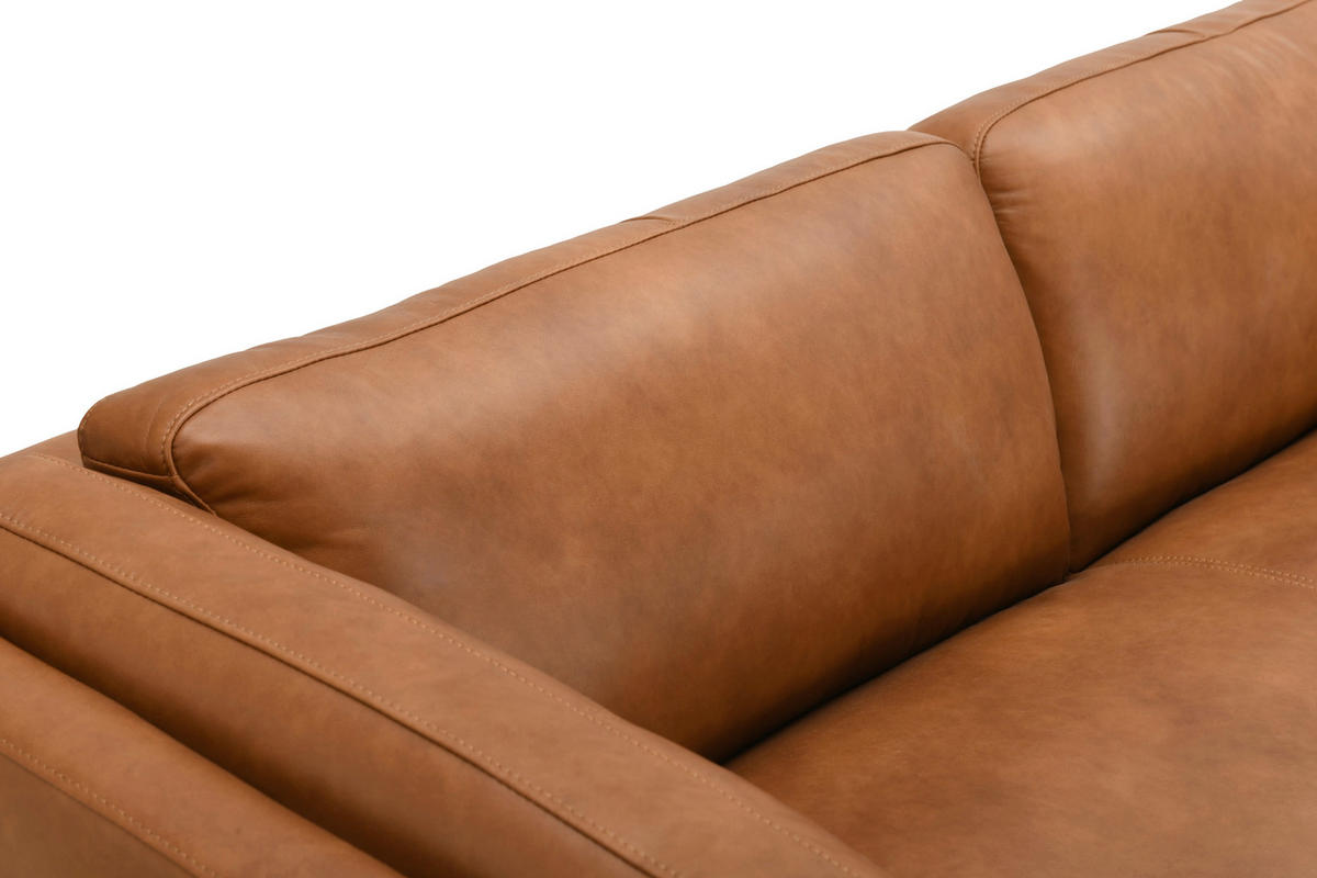 ECKSOFA SERA Cognac Echtleder Lederlook  - Cognac/Dunkelbraun, Design, Leder/Holz (235/194cm) - Livetastic
