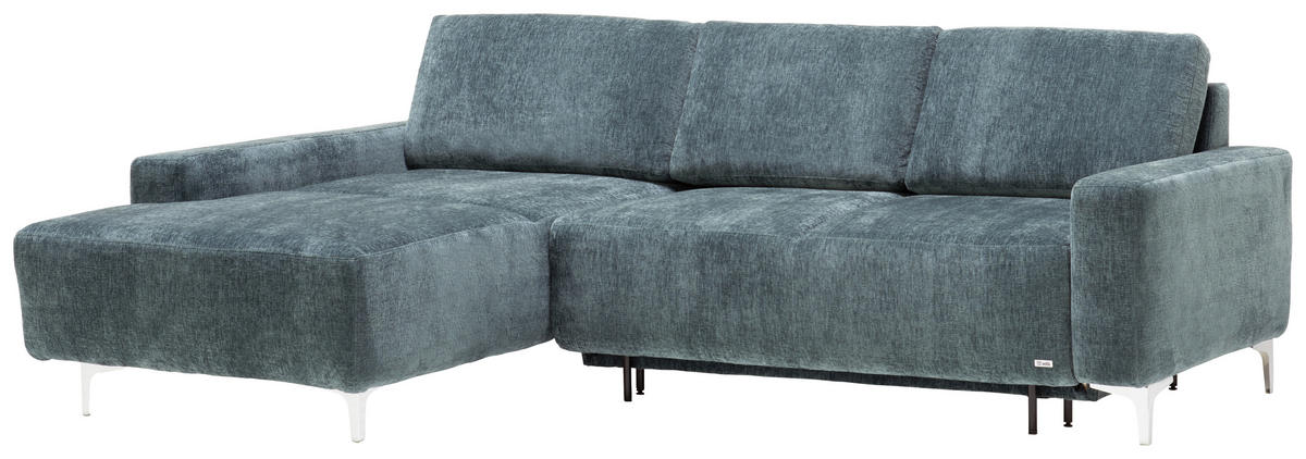 ECKSOFA Dunkelblau Flachgewebe  - Alufarben/Dunkelblau, Design, Textil/Metall (160/248cm) - Sedda