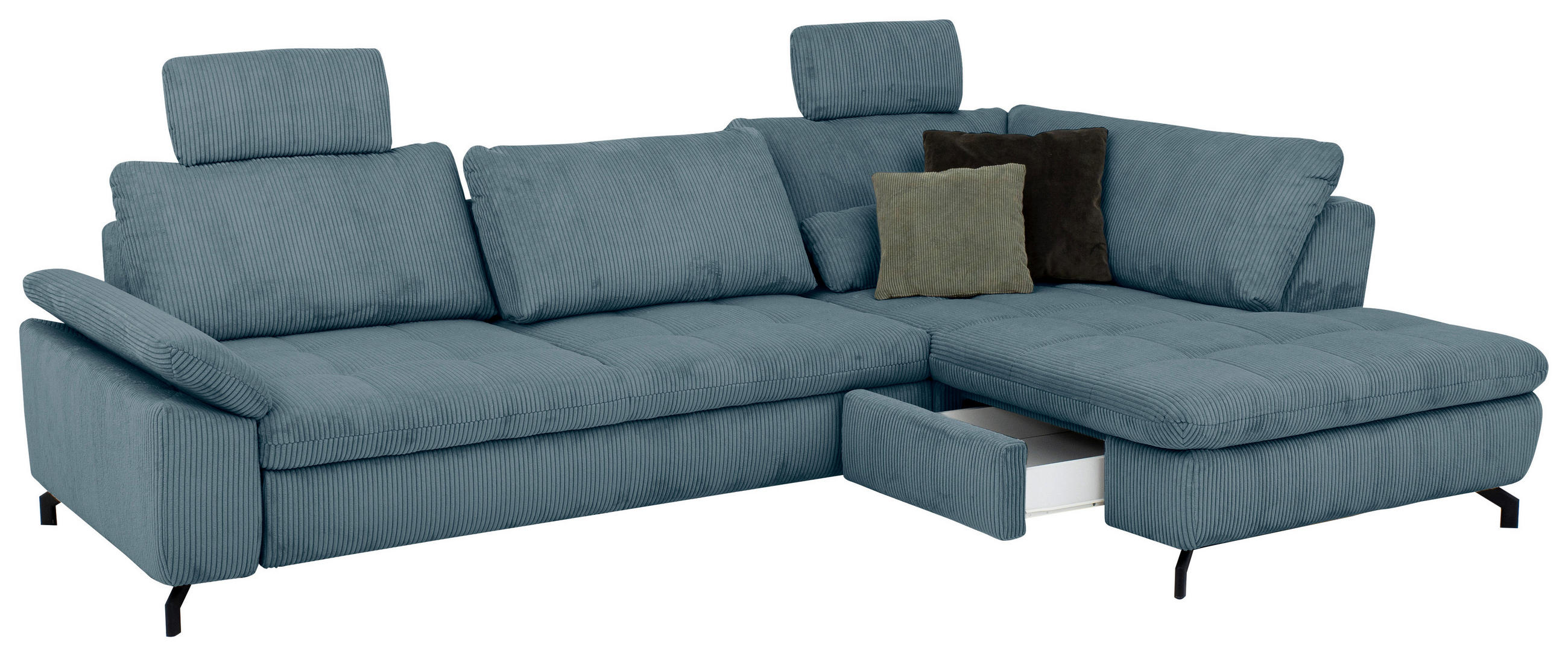 HÖRNSOFFA i manchester, velour petrol  - petrol/svart, Design, metall/textil (291/197cm) - Beldomo Style