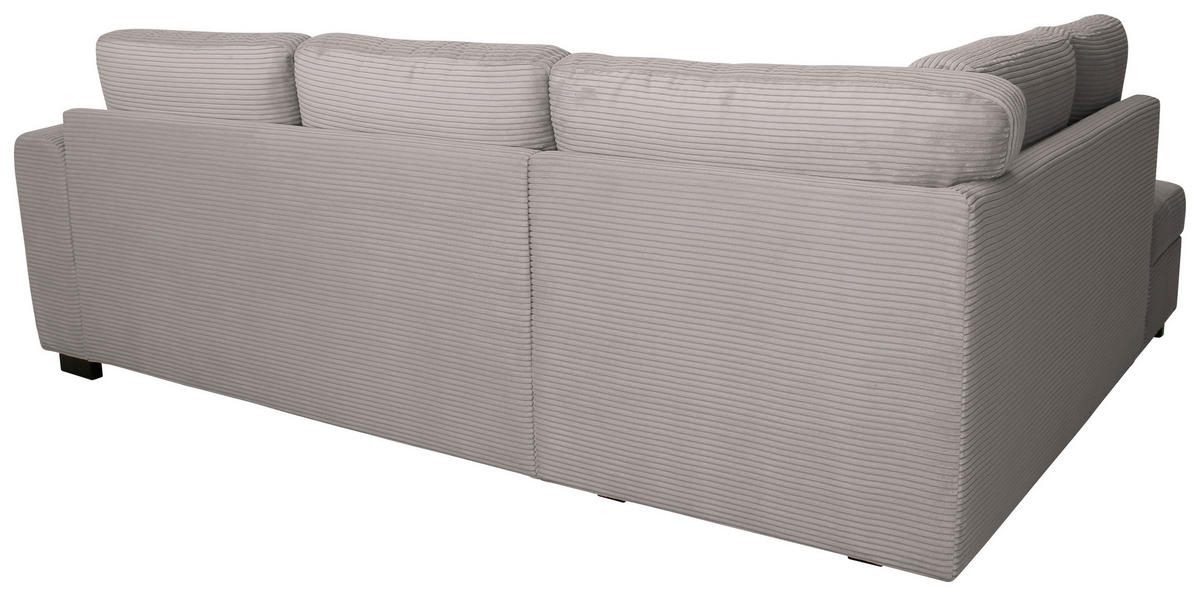 ECKSOFA JOHN Graubraun Cord Rückenkissen, Bettkasten, Liegefläche im Originalstoff  - Graubraun/Schwarz, Trend, Kunststoff/Textil (178/239cm) - P & B