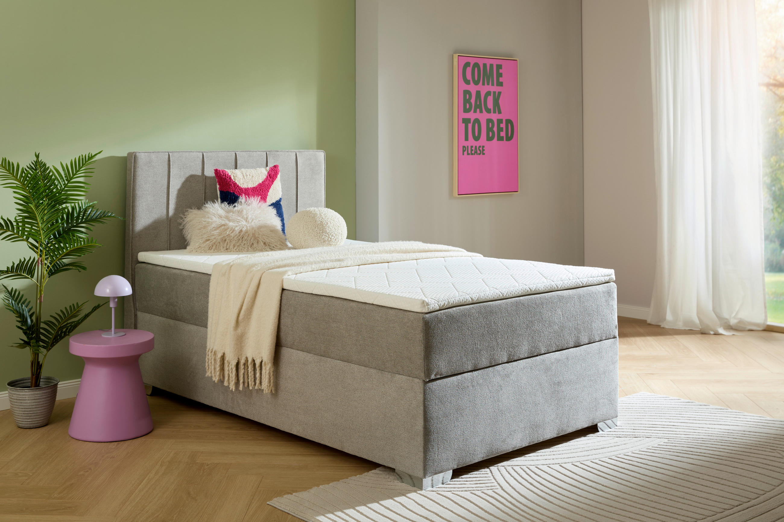 BOXBETT 120/200 cm  in Grau  - Chromfarben/Grau, Trend, Kunststoff/Textil (120/200cm) - Boxxx
