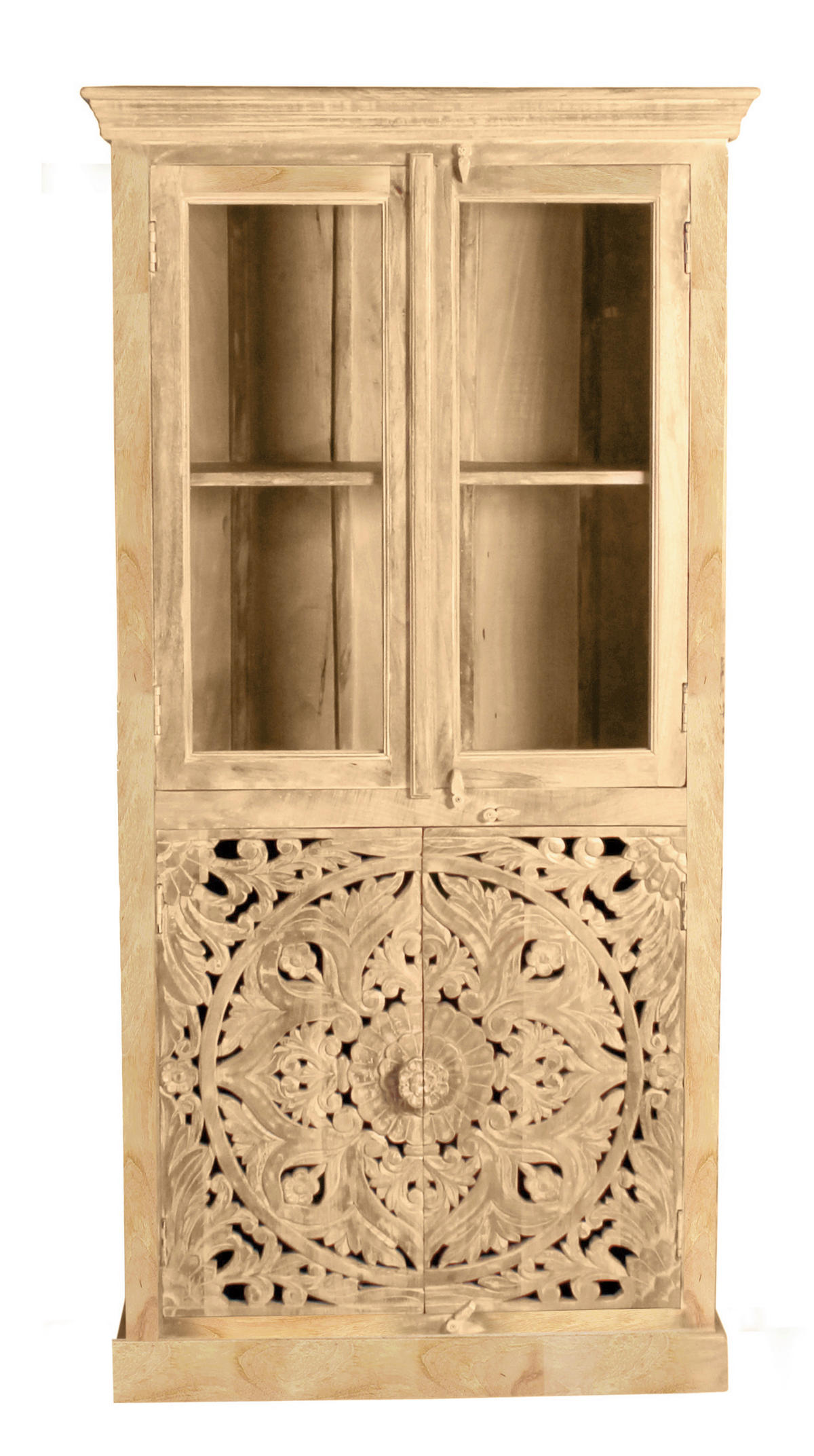 VITRINE  in massiv Mangoholz Naturfarben - Naturfarben, Design, Holz (90/180/45cm) - MID.YOU