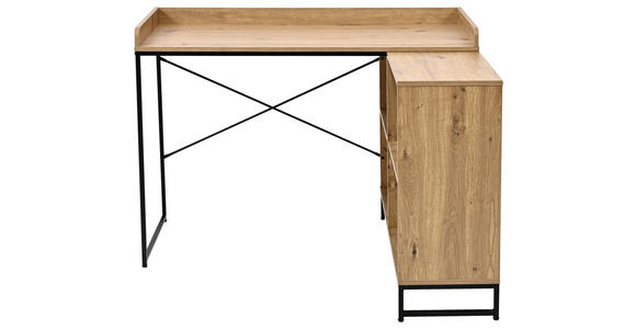 ECKSCHREIBTISCH 110/98/75-81 cm Schwarz, Eiche Artisan Stauraum  - Schwarz/Eiche Artisan, Design, Holzwerkstoff/Metall (110/98/75-81cm) - Carryhome