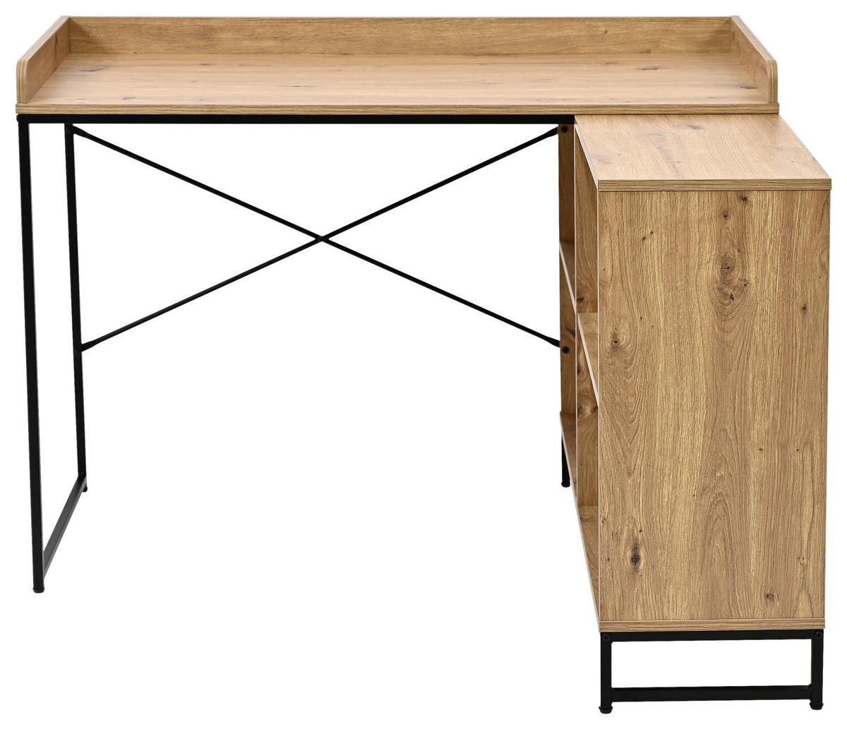 ECKSCHREIBTISCH 110/98/75-81 cm  in Schwarz, Eiche Artisan  - Schwarz/Eiche Artisan, Design, Holzwerkstoff/Metall (110/98/75-81cm) - Carryhome