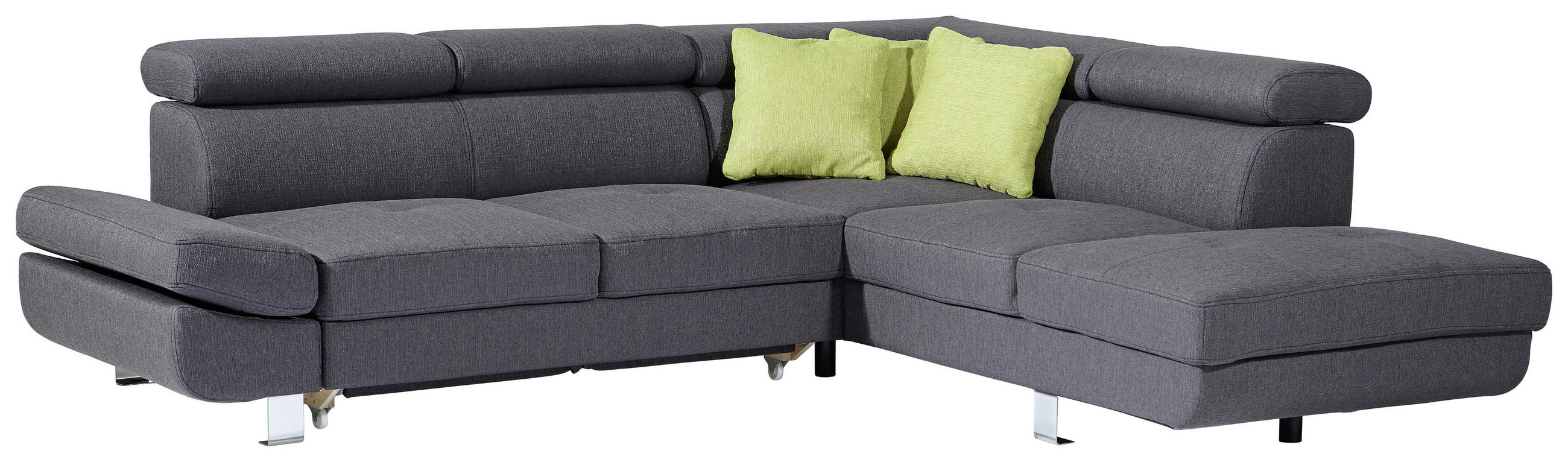SEDEŽNA GARNITURA, tkanina antracit - barve kroma/zelena, Moderno, kovina/tekstil (270/229cm) - Xora
