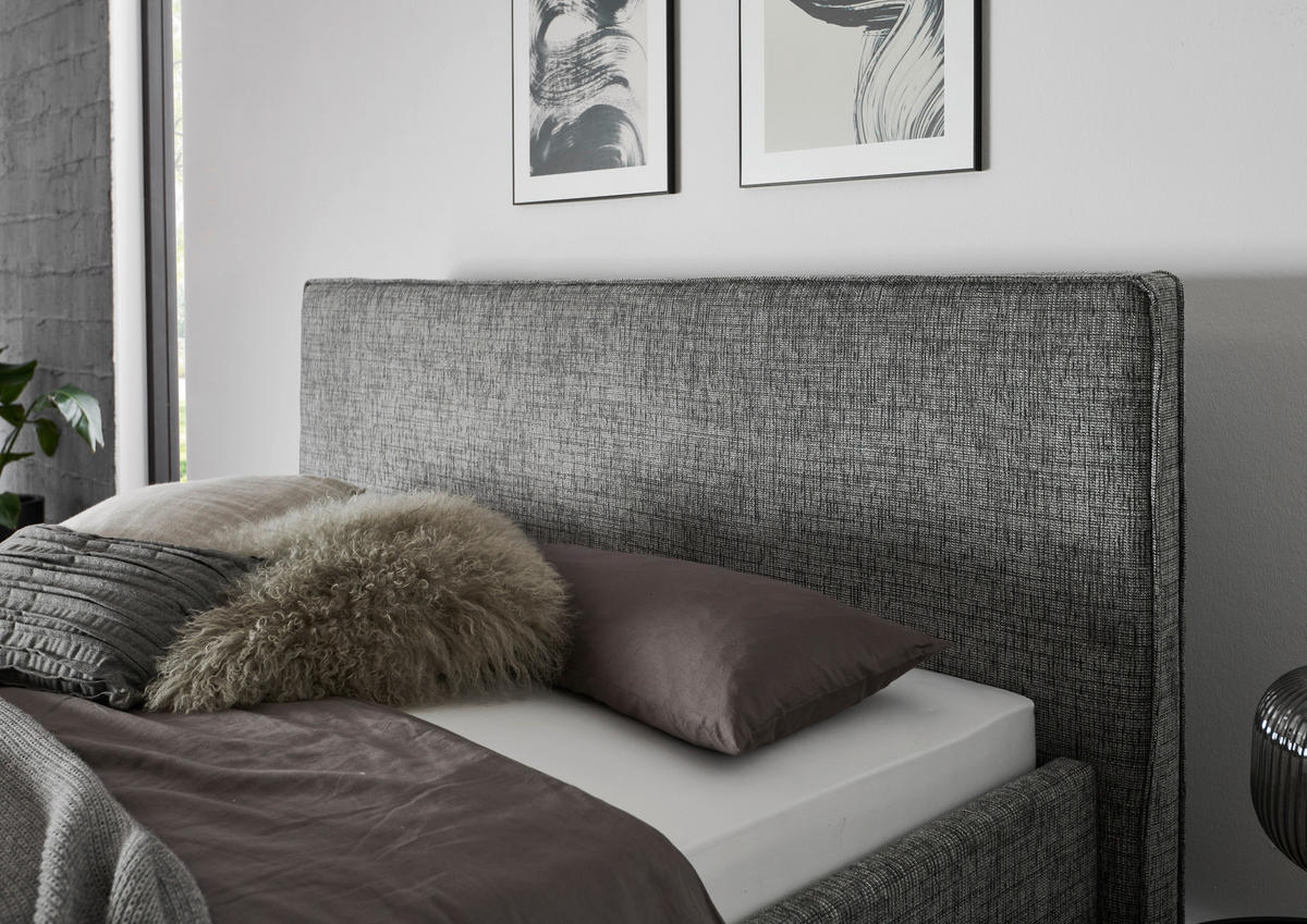 POLSTERBETT Lattenrost, Bettkasten 180/200 cm  in Grau, Hellgrau  - Birkefarben/Buchefarben, Design, Holz/Textil (180/200cm) - home24