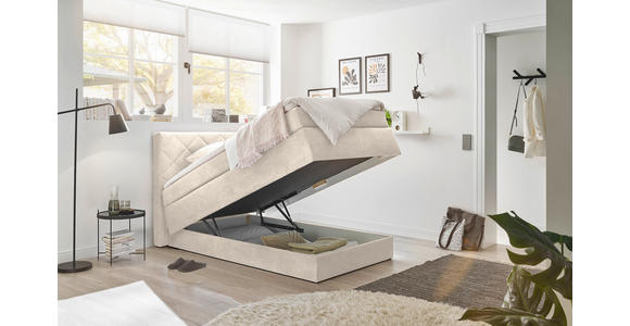 BOXSPRINGBETT 140/200 cm  in Creme  - Creme/Schwarz, KONVENTIONELL, Kunststoff/Textil (140/200cm) - Xora