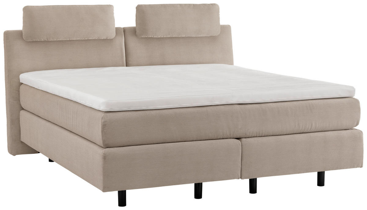 BOXSPRINGBETT 180/200 cm  in Graubraun  - Graubraun/Schwarz, Modern, Kunststoff/Textil (180/200cm) - Beldomo - Sleep