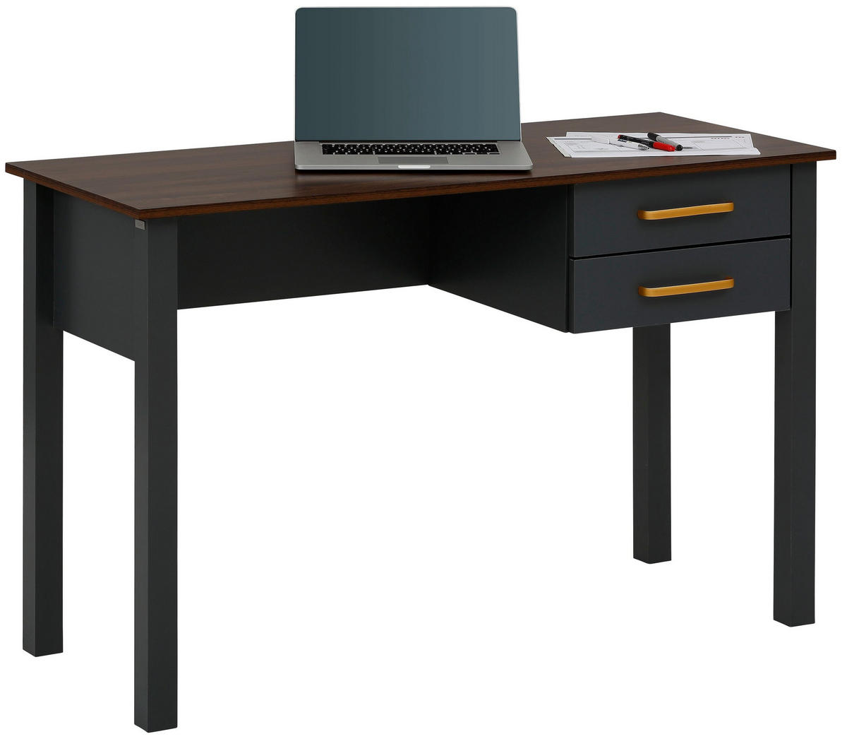 SCHREIBTISCH 120/77/50 cm  in Grau  - Goldfarben/Grau, Design, Holzwerkstoff/Metall (120/77/50cm) - MID.YOU