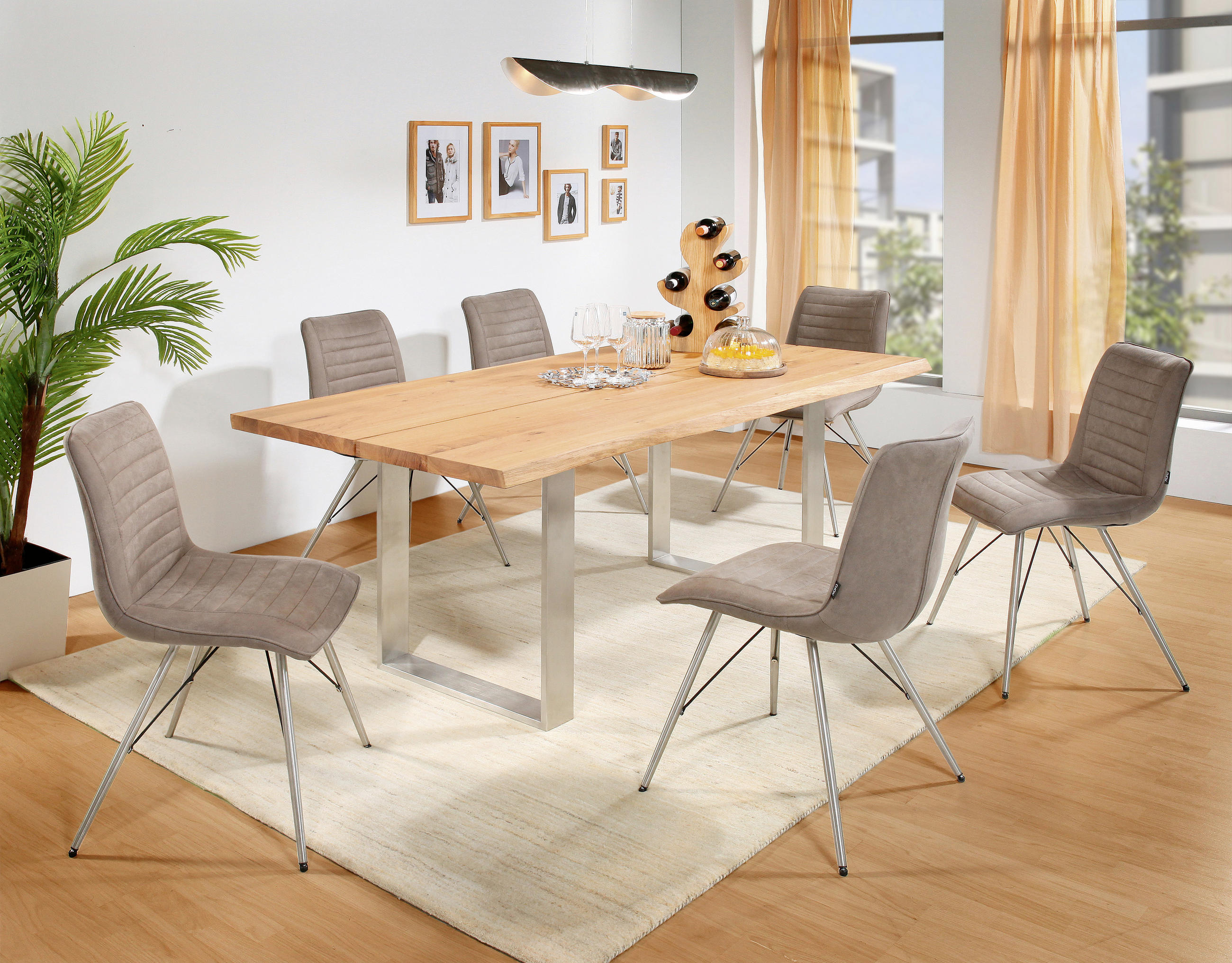 SCAUN in metal, textil taupe, culoare inox  - culoare inox/taupe, Design, metal/textil (54/89/60cm) - Xora