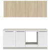 KÜCHENBLOCK 210 cm   in Grau, Weiß, Eichefarben  - Eichefarben/Schwarz, Basics, Holzwerkstoff/Kunststoff (210cm) - Visiona