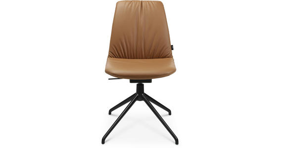 STUHL Echtleder Schwarz, Cognac - Cognac/Schwarz, Design, Leder/Metall (46/81,5-84,5/55cm) - Johann Jakob