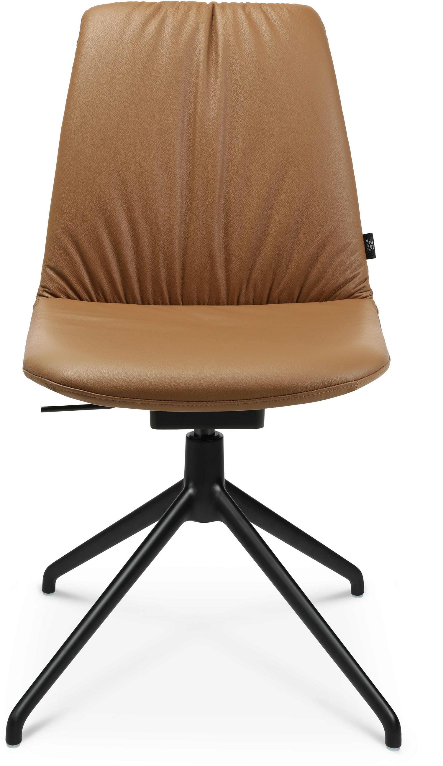 STUHL Echtleder Schwarz, Cognac  - Cognac/Schwarz, Design, Leder/Metall (46/81,5-84,5/55cm) - Johann Jakob