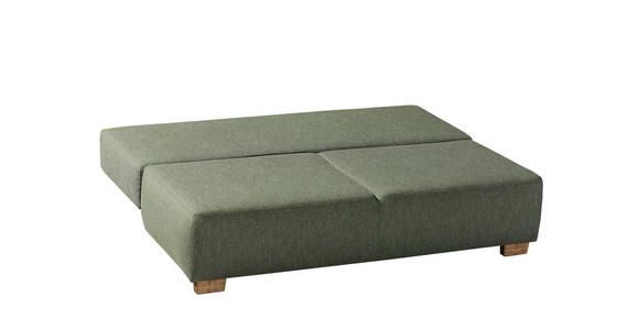 BOXSPRINGSOFA Grün Rückenkissen, Armlehnenkissen, Schlaffunktion, Rücken echt  - Naturfarben/Grün, MODERN, Holz/Textil (205/93/108cm) - Novel