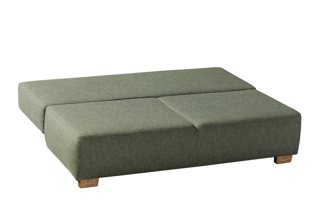 BOXSPRINGSOFA in Grün  - Naturfarben/Grün, Modern, Holz/Textil (205/93/108cm) - Novel