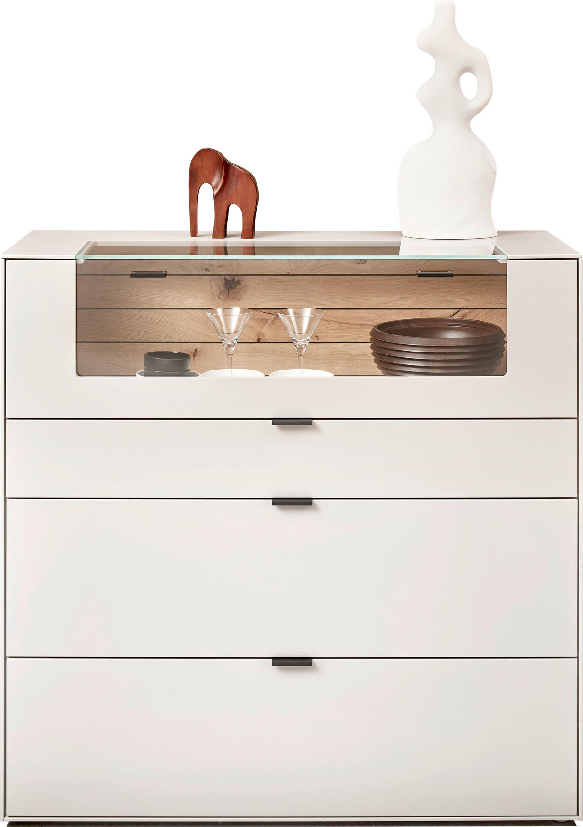 HIGHBOARD Weiss  121,9/121,5/45,2 cm  - Weiss/Schwarz, Design, Glas/Holz (121,9/121,5/45,2cm) - Dieter Knoll