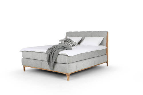 BOXSPRINGOVÁ POSTEĽ, 180/200 cm, platinová - farba duba/platinová, Konventionell, drevo/kompozitné drevo (180/200cm) - Welnova