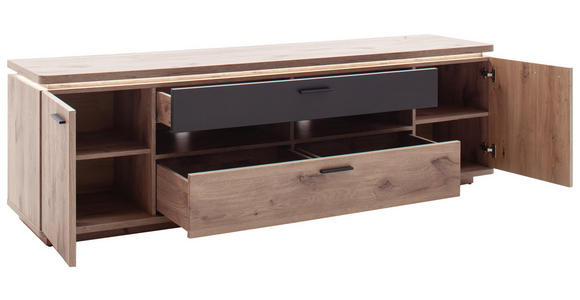 LOWBOARD Anthrazit, Eiche dunkel  210/65/50 cm  - Eiche dunkel/Anthrazit, KONVENTIONELL, Holzwerkstoff/Metall (210/65/50cm) - Cantus