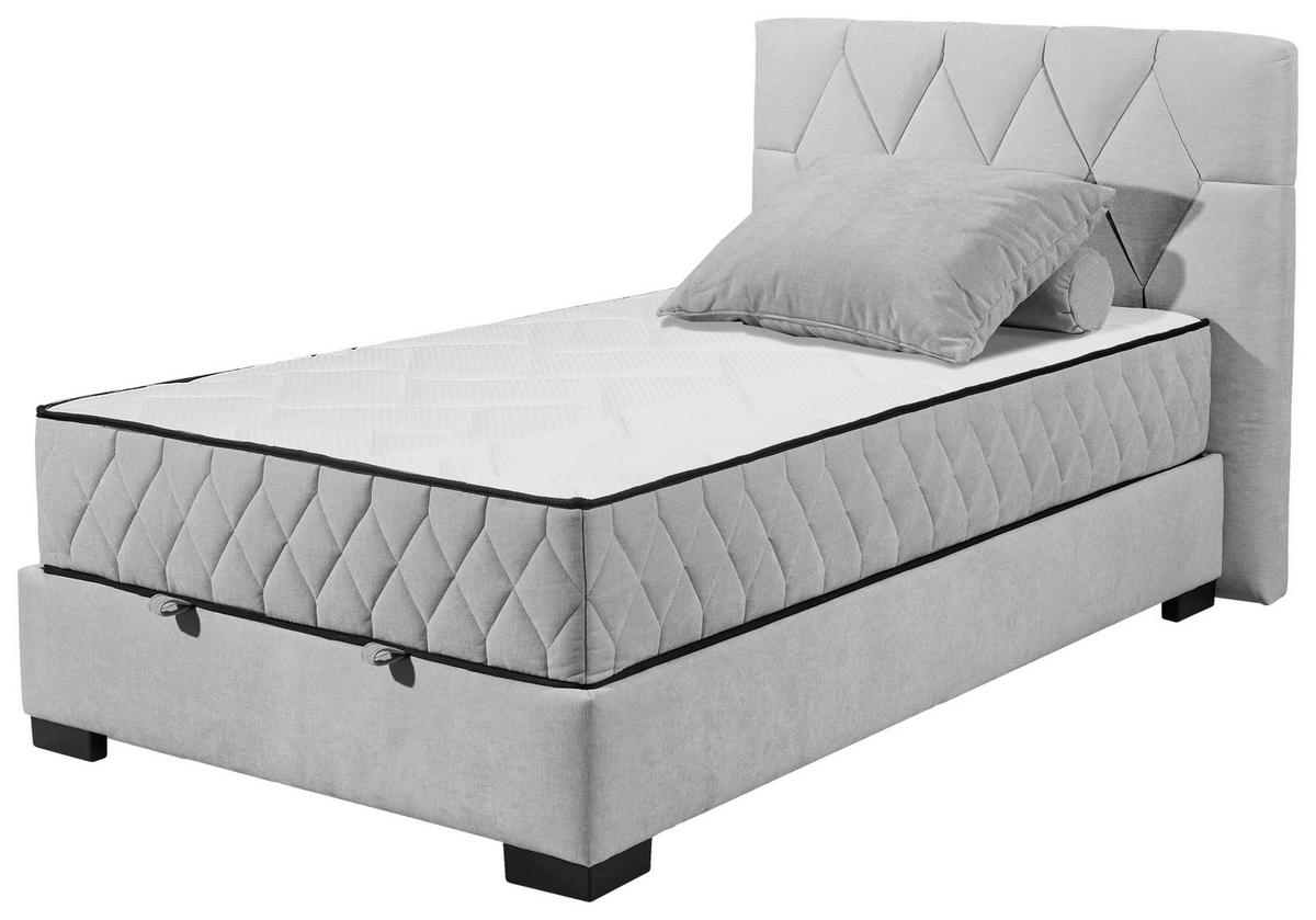 BOXBETT 120/200 cm  in Hellgrau  - Hellgrau/Schwarz, Modern, Holzwerkstoff/Kunststoff (120/200cm) - MID.YOU