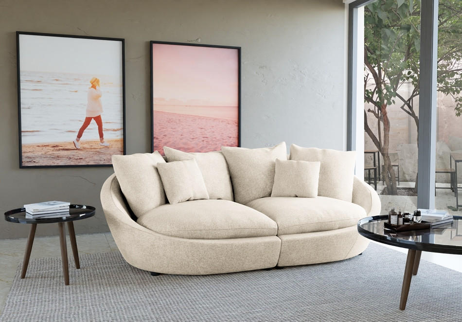 BIGSOFA in Chenille Silberfarben  - Silberfarben/Schwarz, Modern, Kunststoff/Textil (237/87/131cm) - Trendmanufaktur