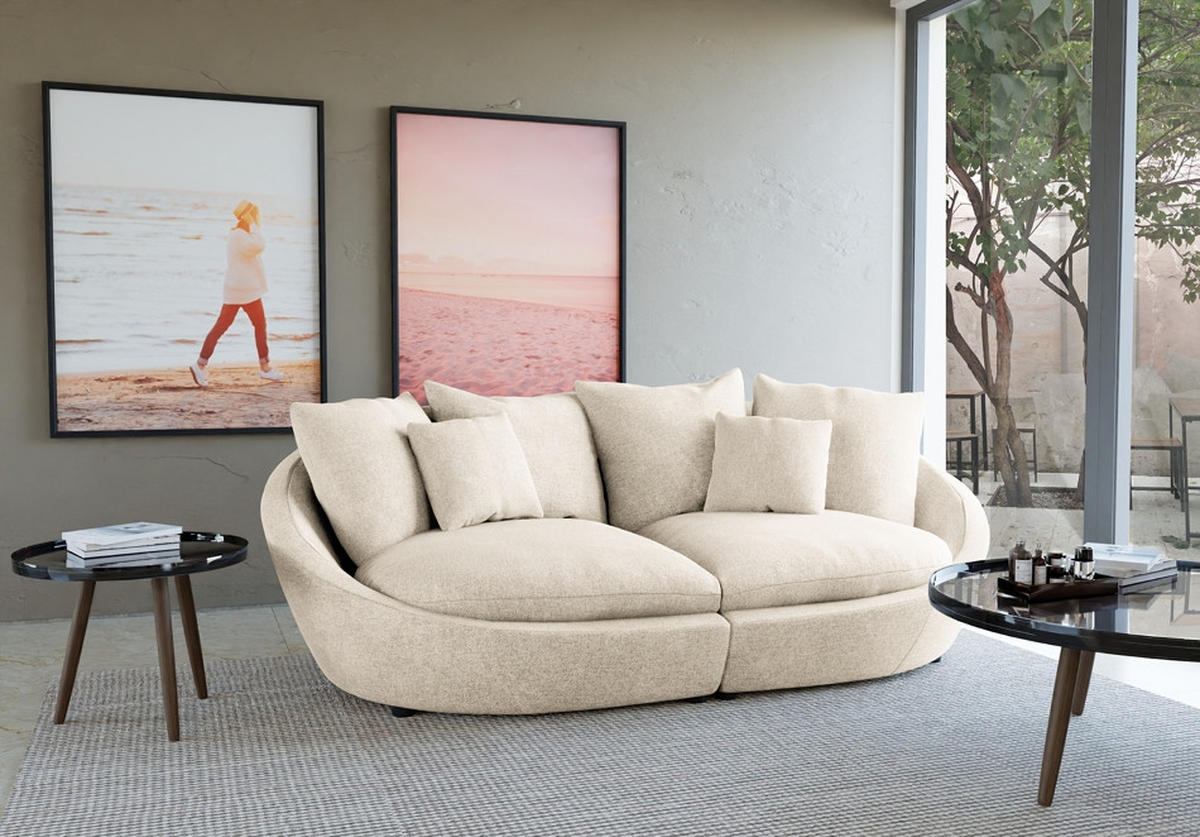 BIGSOFA in Chenille Silberfarben  - Silberfarben/Schwarz, Modern, Kunststoff/Textil (237/87/131cm) - Trendmanufaktur