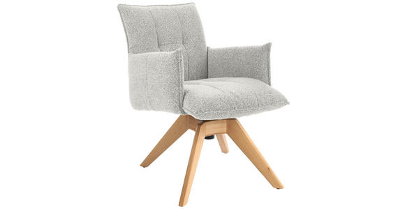 ARMLEHNSTUHL in Webstoff - Champagner/Eichefarben, Design, Holz/Textil (57/86/65cm) - Valnatura