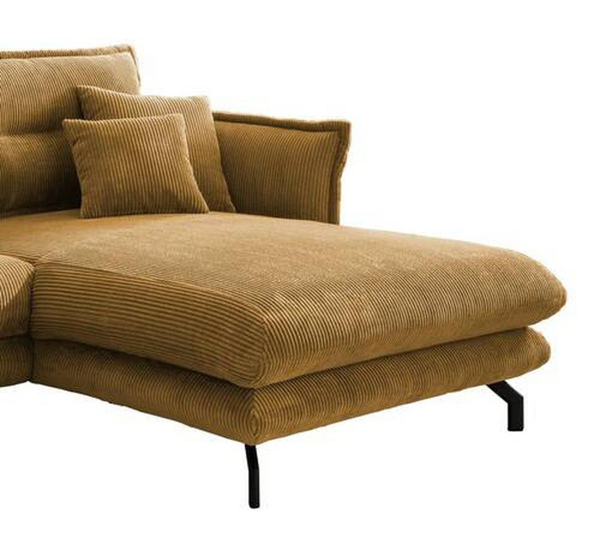 ECKSOFA in Cord Goldfarben  - Goldfarben/Schwarz, Modern, Textil/Metall (255/180cm) - Livetastic