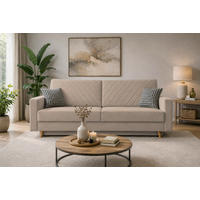 SCHLAFSOFA Hellbraun  - Hellbraun/Schwarz, Design, Holz/Kunststoff (230/96/97cm) - MID.YOU