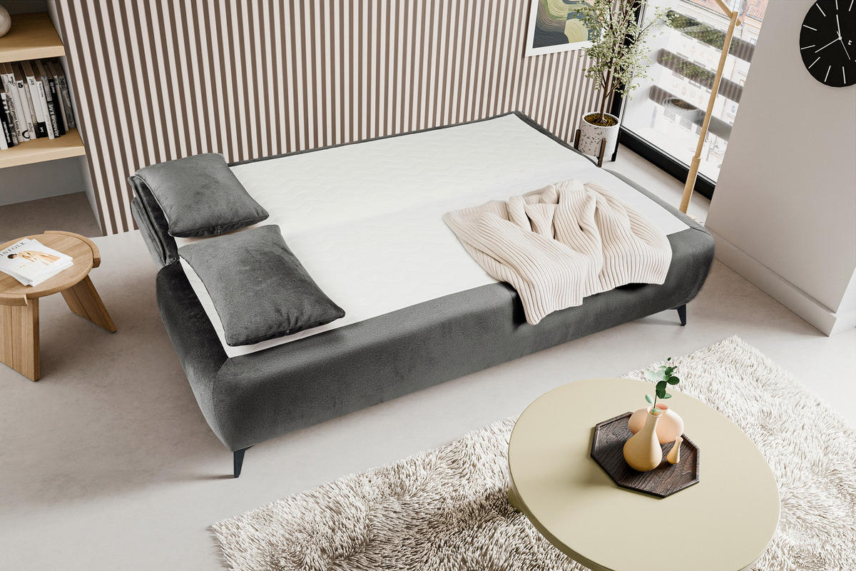 SCHLAFSOFA SENDI  mit Greige  - Greige/Schwarz, Basics, Textil/Metall (210/103/90cm) - MID.YOU