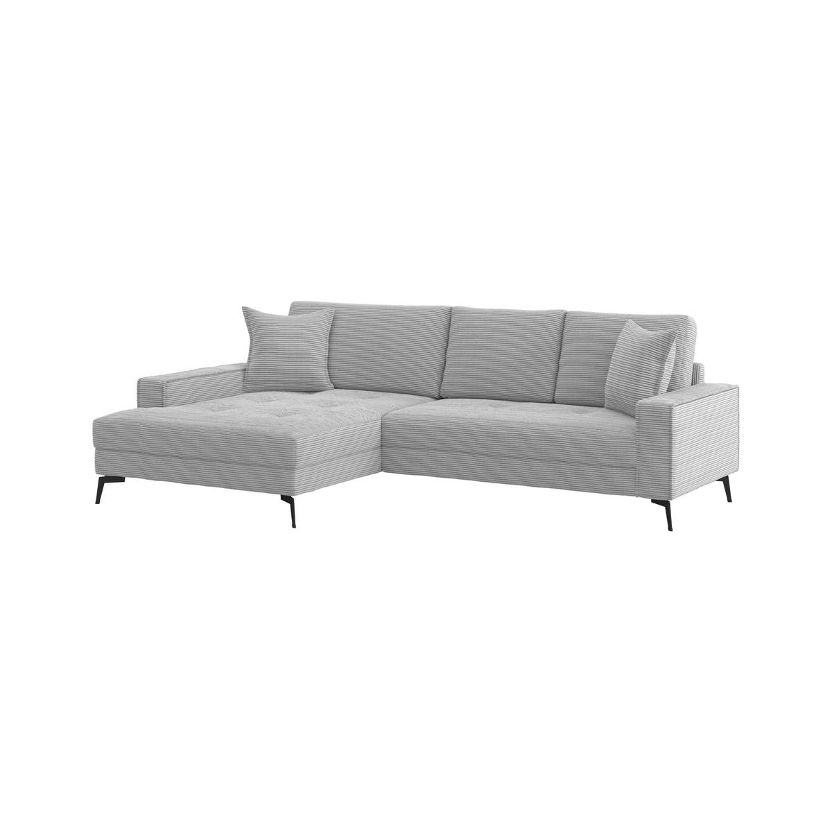 ECKSOFA ZERO Hellgrau Cord Zierkissen, Rückenkissen  - Hellgrau/Schwarz, Trend, Textil/Metall (173/286cm) - Livetastic