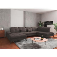 WOHNLANDSCHAFT in Flachgewebe Graphitfarben  - Schwarz/Graphitfarben, Konventionell, Textil/Metall (185/357/231cm) - Sit & More