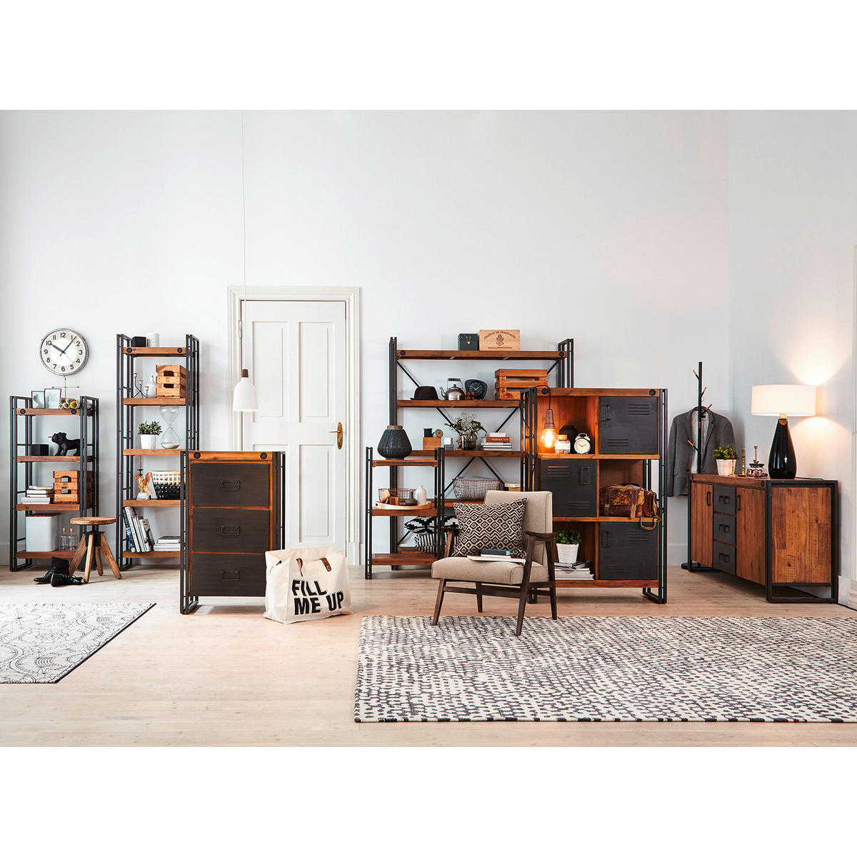 HIGHBOARD  in 90/140/35 cm  - Anthrazit/Schwarz, Trend, Holz/Metall (90/140/35cm) - home24